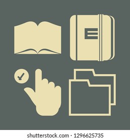 document icon set with folder, book and notebook vector illustration