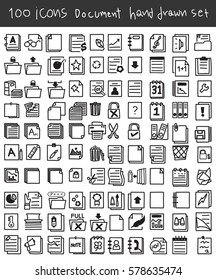 Document icon set hand drawn vector line art cute illustration
