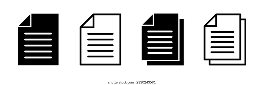 Ilustración del conjunto de iconos del documento. Signo y símbolo de papel. Icono de archivo