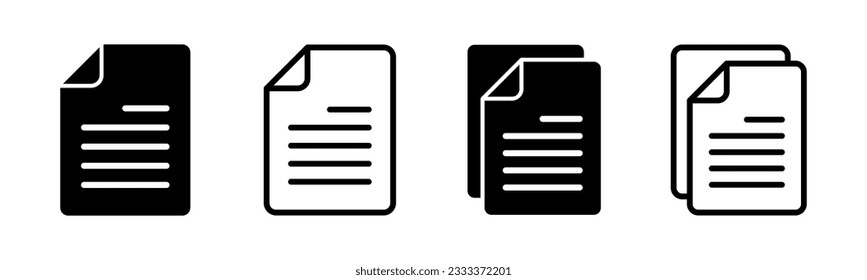 Document icon set illustration. Paper sign and symbol. File Icon