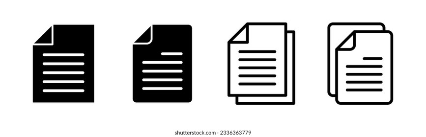 Ilustración del conjunto de iconos del documento. Signo y símbolo de papel. Icono de archivo