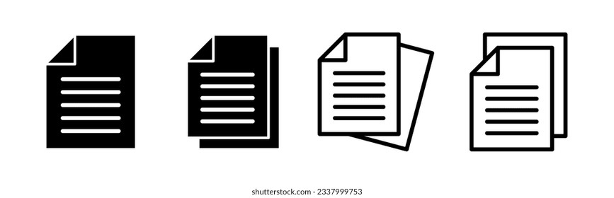 Document icon set illustration. Paper sign and symbol. File Icon