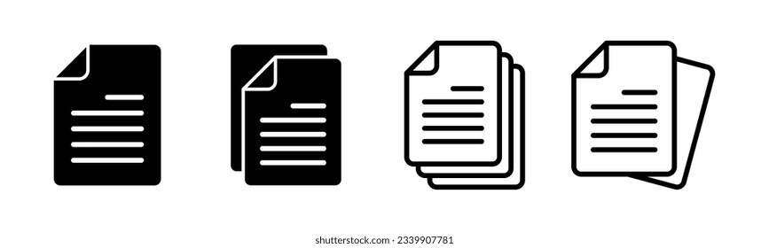 Document icon set illustration. Paper sign and symbol. File Icon
