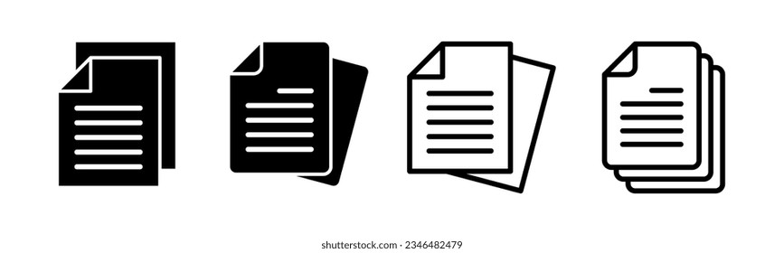 Document icon set illustration. Paper sign and symbol. File Icon