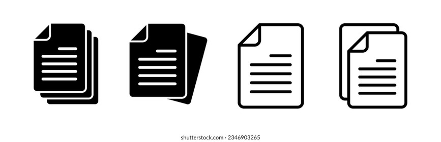 Document icon set illustration. Paper sign and symbol. File Icon