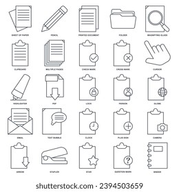 Dokumentensymbol-Set, Einschließlich der Symbole wie Stift, Ordner, Zwischenablage, Fragezeichen und weitere Symbole, einzelne Vektorgrafik-einzelne Vektorgrafik
