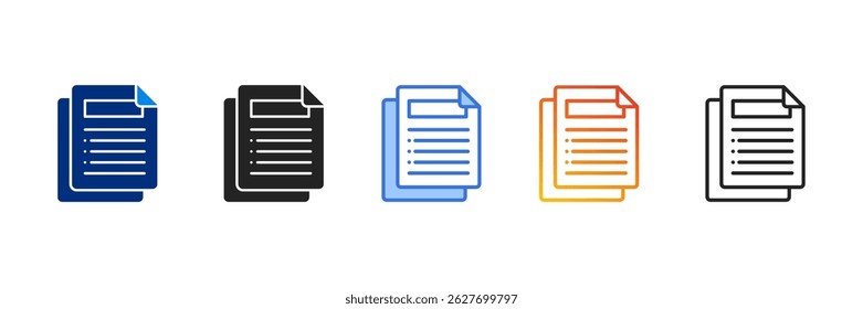 Document Icon Set Multiple Style Vector Illustration