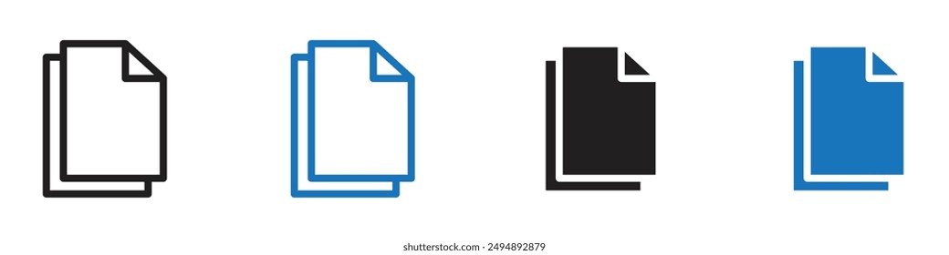 Document icon set outline line set sign for web app
