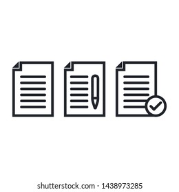 Document Icon Set Outline Vector Illustration 