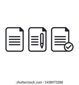 Document Icon Set Outline Vector Illustration 