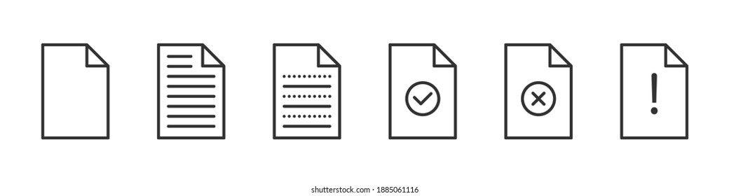 Document icon set. Paper icon. Documents icon stock vector linear design. Vector illustration