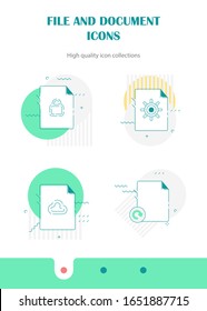 Document icon set, paper and file icon set