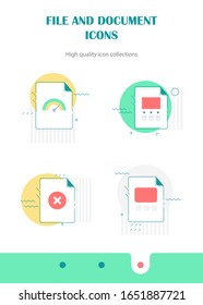 Document icon set, paper and file icon set
