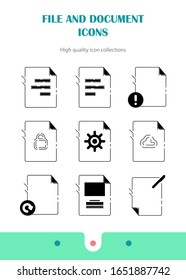 Document icon set, paper and file icon set