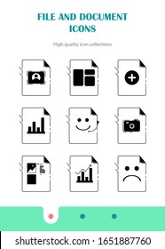 Document icon set, paper and file icon set