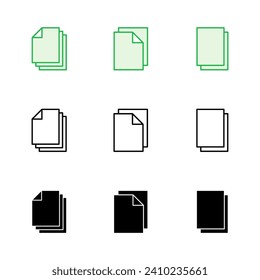Conjunto de iconos del documento. Icono de papel. Icono de archivo