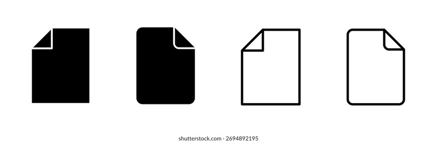 Conjunto de iconos de documento. Icono de papel. Icono de archivo