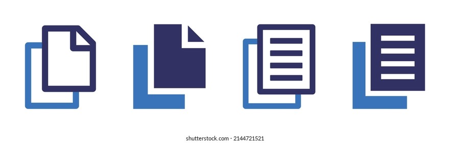 Document icon set. Paper page icon collection isolated on white background.