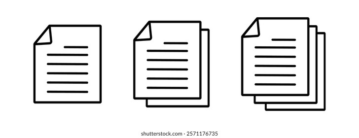 document icon set. paper sign and symbol set. assignment icon.  contract document icon. terms and conditions line icon. vector illustration on transparent background