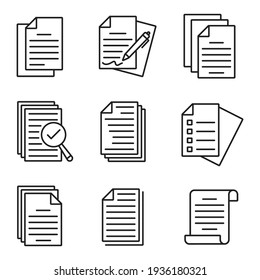 Document icon set. paper symbol isolated  on white background for graphic and web design.