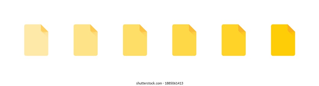 Document icon set. Paper icon trendy yellow color. Documents icon stock vector flat design on white background. Vector illustration