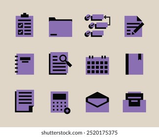 Document icon set. Set of document related line icons. File, page, form, report, search, list etc. Document icons. files, message, Vector illustration.