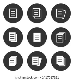 Document icon set. Simple pictograms for graphic and web design.