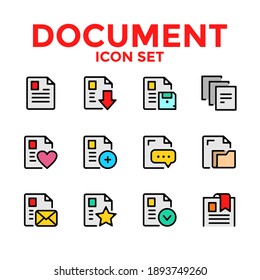Document icon set, Solid icon include paper, checklist, mail, folder, copy, download and more design illustration vector on white background