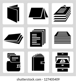 conjunto de ícones de documento, pilha de sinal de papel