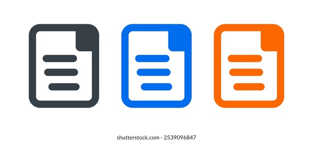 document icon set with various colors