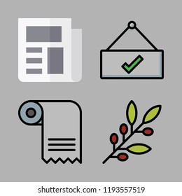 document icon set. vector set about newspaper, hebrew, invoice and open icons set.