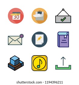document icon set. vector set about hebrew, music file, open and clipboard icons set.