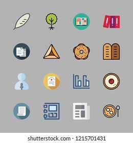 document icon set. vector set about open book, archives, agenda and file icons set.