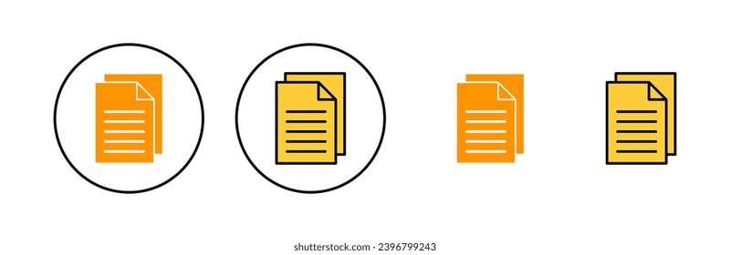 Document icon set for web and mobile app. Paper sign and symbol. File Icon