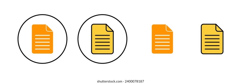 Document icon set for web and mobile app. Paper sign and symbol. File Icon