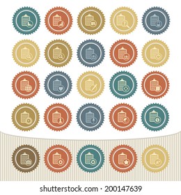 Document icon set,Retro button