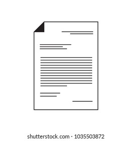 Document icon. Sheet of paper with text. Outline modern design element. Simple black flat vector sign .