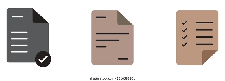 Document icon. Sheet of paper with text. Outline modern design element design eps 10