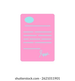 ícone do documento com assinatura, estilo simples plana, ilustração, símbolo símbolo de logotipo modelo pictograma, para ui ou ux isolado em branco para aplicativo móvel, editável