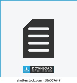 document icon. Simple filled document icon. On white background.