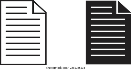 Document icon simple trendy flat style line and solid Isolated vector illustration on white background. For apps, logo, websites, symbol , UI, UX, graphic and web design. EPS 10.
