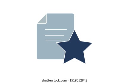 Document icon with star sign. Document icon and best, favorite, rating symbol. Vector icon.
