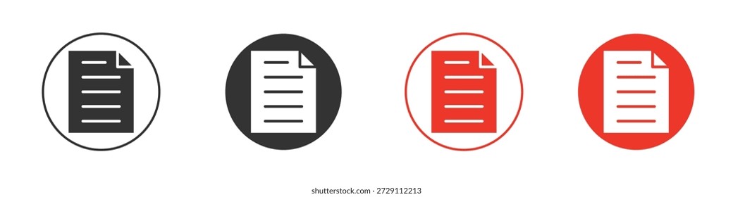 Icono de documento en negro. Icono de diseño de Vector stock