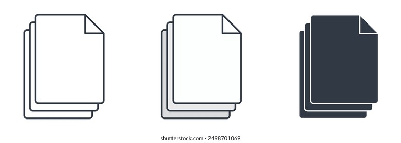 Ilustración vectorial del símbolo del icono del documento aislada en el fondo blanco