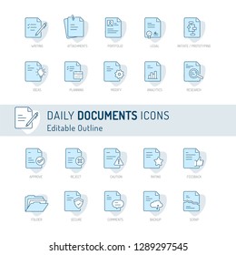 Document icon, Thin line icons, Assessment, Contract, legal, Corporate Business Agreement Publication Education Document collection