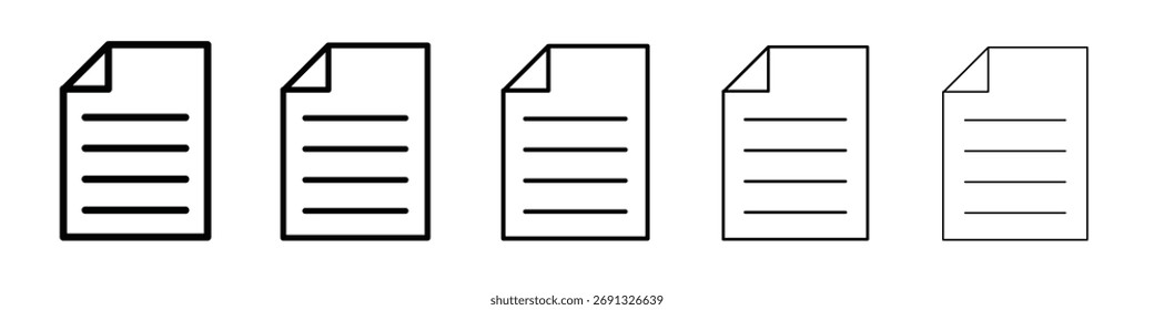 Ícone Documento. Coleção de ícones de linha fina para interface do usuário da Web.