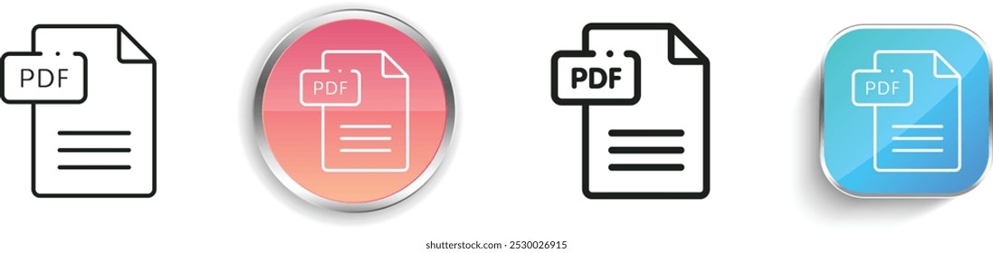 document icon. Thin Linear, Regular and Button Style Design Isolated On White Background