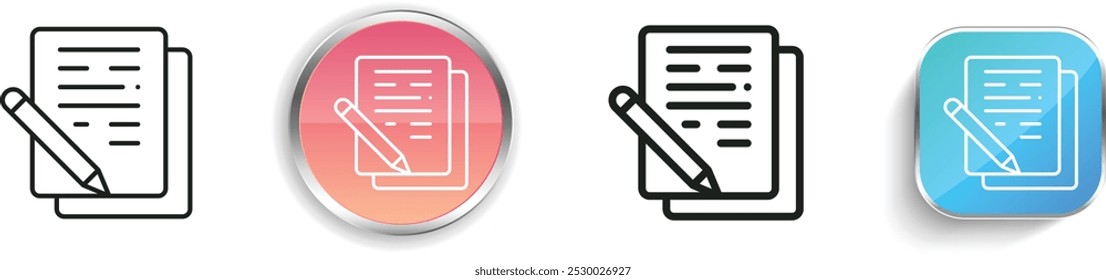 document icon. Thin Linear, Regular and Button Style Design Isolated On White Background