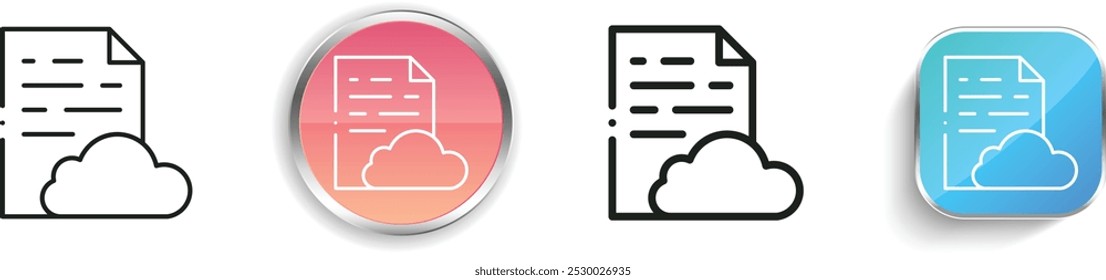 ícone do documento. Design fino, linear, regular e estilo botão isolado no fundo branco