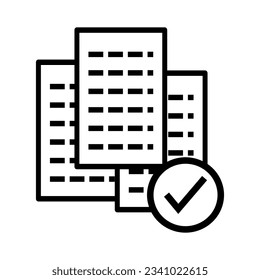DOCUMENT ICON WITH TRUE SIGNS ON A WHITE BACKGROUND